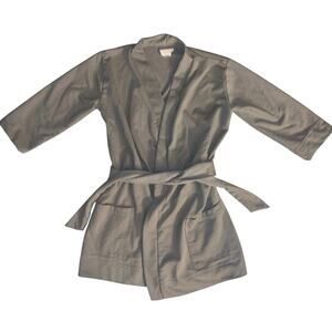 Masala Kids Solid Gray Bath Robe with Pockets - Size: Small (4-6)